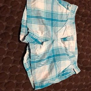 Teal and white shorts